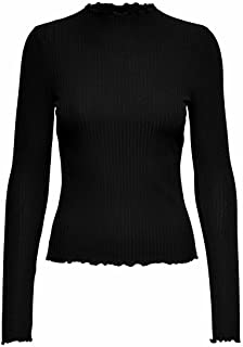 Only ONLEMMA L/S High Neck Top Noos Jrs Maglia a Maniche Lunghe, Nero (Black Black), X-Small Donna