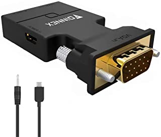 Adattatore da VGA a HDMI, Convertitore da VGA to HDMI con Audio Video 1080P, Converter Adapter VGA Maschio a HDMI Femmina Connettore per Collegamento