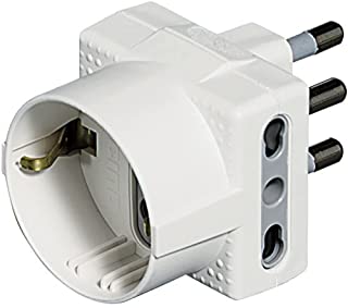 BTicino S3611D Adattatore Tris con Spina, 2P+T, 16A per 1 Presa Tedesca e 2 Prese Bipasso, 1500 W, 250 V, Bianco