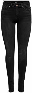 Only ONLANNE K Life Mid Skinny AGI 442 Noos Jeans, Black, S/30 Donna