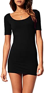 Mini Abito Donna Vestito Corto Aderente Vestitino Miniabito Pizzo Estivo (314) (M, Nero)