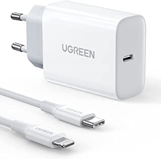 UGREEN 20W Caricabatterie USB C 3.0 Power Delivery con Cavo USB C a Lightning Certificato MFi, Caricatore USB C da Muro Compatibile con iPhone 13 12 P