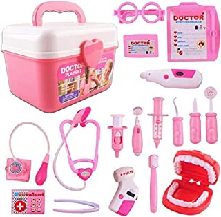 deAO Valigetta del Dottore e Dentista Set 2in1 Dottore e Infermieristica Clinica Dentale Gioco per Bambini Include 17 Accessori