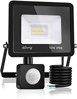 Blivrig Faro LED Esterno con Sensore 10W 1000LM Faretto LED da Esterno Bianco Caldo(3000K) faretto led IP66 Impermeabile faretto