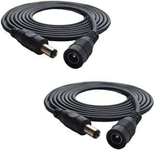 DZYDZR 2 Pezzi 2m DC 12V Cavo di Estensione Nero, 2,1mm x 5,5mm DC Jack Maschio a Femmina Filo di Rame 22AWG per Adattatore di Potenza, LED, Fotocamer