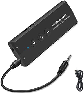 EasyULT Trasmettitore Ricevitore Bluetooth 3 in 1 Ricaricabile, con 300mAh Batteria, Wireless Adattatore Portatile Bluetooth 5.0 con 3.5mm Audio, per