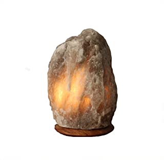 HIMALAYA SALT DREAMS - Cristallo di sale illuminato Rock Grey Line con base in legno, sale di cristallo in Punjab/Pakistan, grig