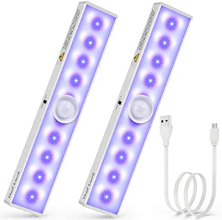 2 IN 1 Cheflaud Luce Armadio 32 LED e Germicida UV LUCE, USB Ricaricabile Luce Notturna con Sensore di Movimento e Striscia Magn