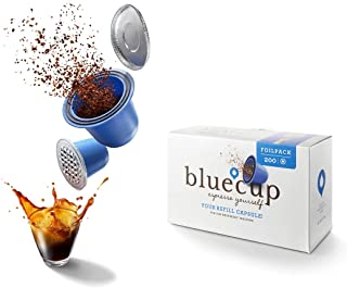 BLUECUP Capsule Riutilizzabili Nespresso, Capsule Ricaricabili per Macchine Nespresso (Gioco Originale), Sostenible, Coperchi pe