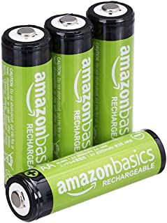 Amazon Basics - Batterie AA ricaricabili, pre-caricate, confezione da 4 (l’aspetto potrebbe variare dall’immagine)