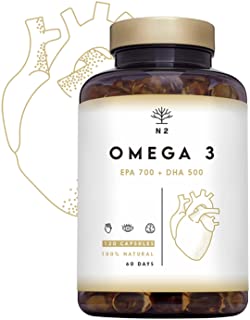 Omega 3 Fish Oil 2000mg, 700 mg EPA et 500 mg DHA. Natural Olio di pesce con Vitamina E. Aiuta a Migliorare e Proteggere la Vista, il Cervello e il Cu