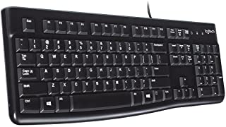 Logitech K120 Tastiera con Cavo per Windows, USB Plug-and-Play, Dimensioni Standard, Resistente agli Schizzi, Barra Spaziatrice Curva, Compatibile con