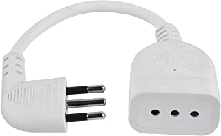 Electraline 46005 Mini Prolunga Salvaspazio con Spina Piccola 10A, Cavo 20 cm, Bianco/marrone