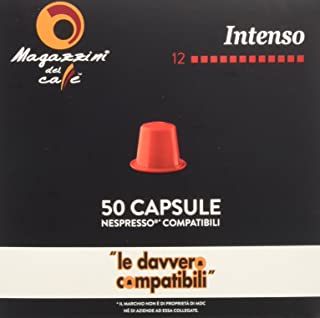 MAGAZZINI DEL CAFFÈ Miscela Intenso, Confezione da 50 Capsule Autoprotette Compatibili con Macchina da Caffè Nespresso, Intens