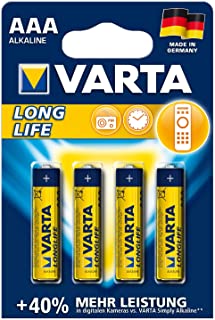 Varta 4103101414 Longlife Batteria Alcalina, Ministilo AAA LR03, Confezione da 4 Pile - il design può variare