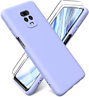 Oududianzi - Cover per Xiaomi Redmi Note 9S / Note 9 PRO + [2 Pack] Pellicola Protettiva in Vetro Temperato, Custodia Liquid Silicone TPU Cover Ultra-