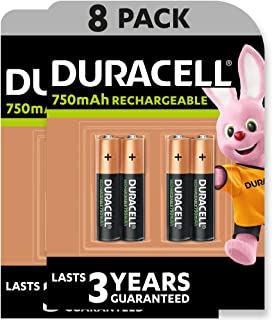 Duracell - Rechargeable AAA 750mAh, Batterie Ministilo Ricaricabili 750 mAh, confezione da 8