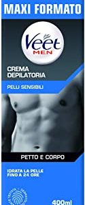 Veet For Men Crema Depilatoria per Uomo Pelli Sensibili, 400 ml, 2 x 200 ml