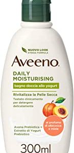 Aveeno Bagno Doccia allo Yogurt, Bagnoschiuma, Dalily Moisturising, allo Yogurt, Profumo di Miele e Albicocca, senza Sapone, da Pelli Normali a Secche