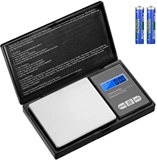 Aurora & Tithonus Precisione 500 g/0,01 g, Bilancia da cucina in acciaio inossidabile con display LCD, per pesare erbe, gioi