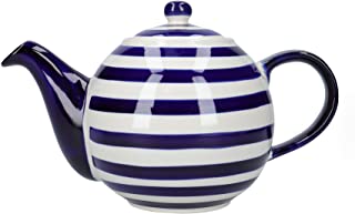 London Pottery JY18LT02 - Teiera con colino, in gres porcellanato, motivo a strisce blu navy, 900 ml