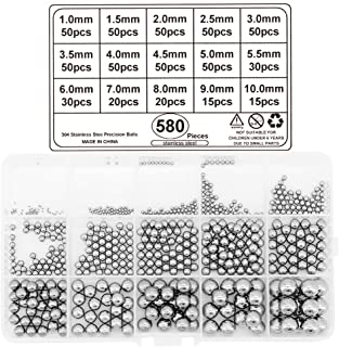 Yuhtech 580 pezzi 15 sfere in acciaio inossidabile per cuscinetti, sfere di precisione 1mm-10mm per ruota di bicicletta, cuscine