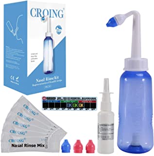 CROING 40 x Sale + 1 x Flacone Lavaggi Nasali (300ml)+ 1 x Flacone Spray Nasale (50ml) - Irrigatore Nasale, Neti Lota per Irriga