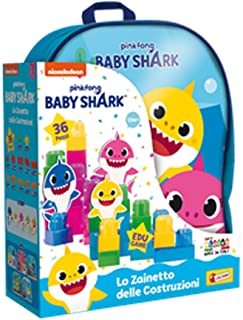 Liscianigiochi- Pinkfong Shark Zainetto Costruzioni Baby 36 Pezzi, 83770