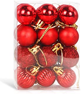 Palle di Natale Mini Rosso, 3cm Palla di Natalizie Piccolo, 24PCS Palline Albero Natale, Mini Palline di Plastica Decorazioni, D