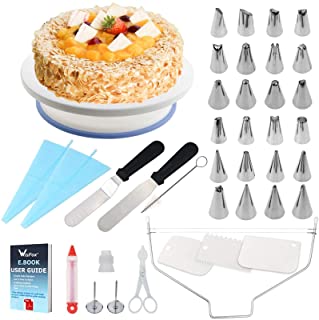 WisFox Decorazione la Torta Kit di Utensili Decorazioni Torte 39 Pezzi per Torta, Borse ed Ugelli per Glassa, Giradischi, Spatol