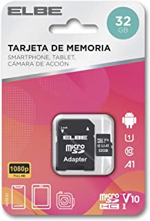 Elbe - Scheda di memoria Micro SD da 32 GB (fino a 100 MB/s, classe 10, U1, V10, video Full HD 1080p, adattatore incluso SD a micro SD)