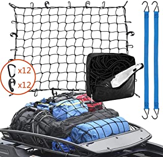 Universale Rete bagagliaio auto, Rete da carico per bagagliaio di auto tetto Portabagagli di rete elastica con 24 ganci (120 * 90cm), Storage Organize