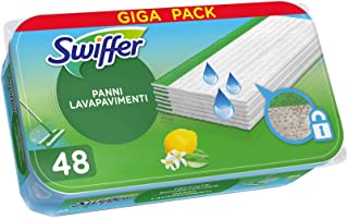 Swiffer Lavapavimenti Wet, 48 Panni Umidi, Limone, Maxi Formato, Pulizia Igienica Profonda, Rimuove Sporco e Batteri, per Tutti I Tipi di Pavimenti