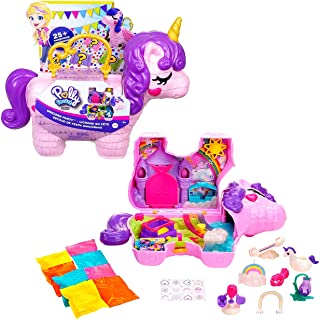 Polly Pocket- Unicorno Magiche Sorprese Playset con Micro Bambole Polly e Lila, Accessori Giocattolo per Bambini 4+Anni, Multico