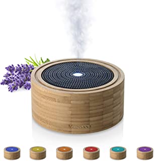 Medisana AD 625 Diffusore di Aromi In Bambù, Nebulizzatore in Legno con Luce Benessere in 6 Colori, per Oli Essenziali Profumat