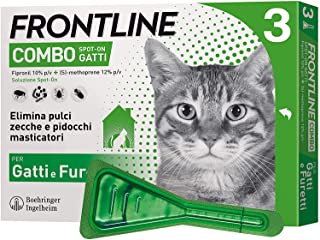 Frontline Combo, 3 Pipette, Antiparassitario per Gatti, Gattini e Furetti di Lunga Durata, Protegge da Pulci, Zecche, Uova, Larv
