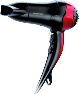 Grundig HD 3700 - Asciugacapelli compatto, 1800 Watt, colore: Nero/Rosso