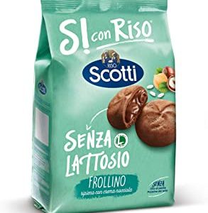 Si con Riso - Frollino Ripieno alla Crema alla Nocciola - Biscotti Senza Lattosio e Senza Olio di Palma - 200 g