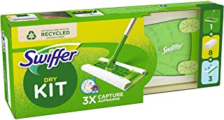 Swiffer Lavapavimenti Cattura Polvere Dry&Wet, 1 Scopa, 8 Panni Asciutti, 3  Panni Umidi, Cattura e Intrappola Polvere e Peli, Rimuove Sporco e Batteri  - Prodotti Plus