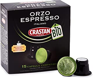 Crastan Capsule Compatibili Nespresso - Orzo Biologico - 6 confezioni da 15 capsule [tot. 90 capsule]