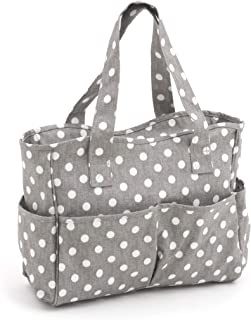 Hobbygift Value Collection: Craft Bag: Grigio Opaco Lino/Cotone Pois, PVC, Assortiti, 12.5 x 39 x 35 cm