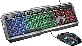 Trust Gaming GXT 845 Tural USB, Kit Tastiera con LED, Anti-Ghosting, 12 Tasti Multimediali, QWERTY Italiano e Mouse con 6 Pulsanti, Nero