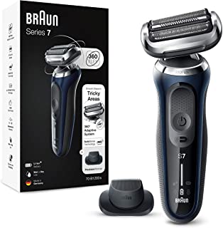 Braun Series 7, Rasoio Elettrico Barba, Custodia da Viaggio, Accessori Inclusi, con Testa e Lame Flessibili, Base di Ricarica, Stazione SmartCare Idea