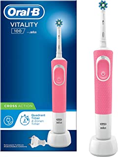 Oral-B Cross Action Vitality 100 Spazzolino Elettrico Base Ricaricabile, 1 Manico e 1 Testina, 1 Testina, Movimento Oscillatorio