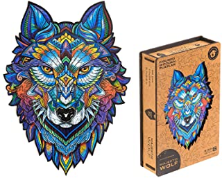 UNIDRAGON Puzzle in legno, miglior regalo per adulti e bambini, forma unica Jigsaw Pezzi Majestic Wolf, 6,7 х 24,1 cm (17 x 24