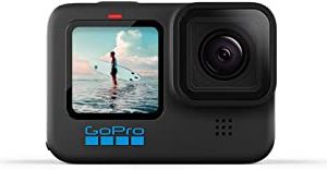 GoPro HERO10 Black - Action Camera impermeabile con LCD anteriore e schermi posteriori touch, video Ultra HD 5.3K60, foto da 23 MP, streaming live 108