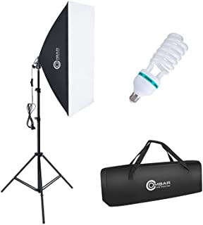 OMBAR Softbox - Set Dotografico per Studio Fotografico, 50 x 70 cm, Professionale, con 135 W, 5500 K, Lampada Diurna E27 e Borsa per il Trasporto per