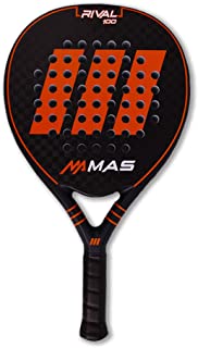 MAS Padel - RIVAL 100, Racchetta da Padel, Arancione/Ardesia, Rivestimento 100% in Fibra di Carbonio, Custodia Inclusa