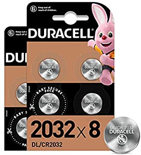 Duracell - 2032, Batteria Bottone al litio 3V, confezione da 8, con Tecnologia Baby Secure per l'uso su chiavi con sensore magnetico, bilance, element