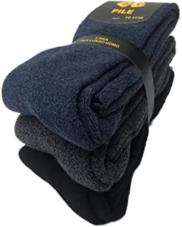 Lucchetti Socks Milano 3 PAIA CALZE CALZINI LUNGHI IN PILE - TERMICHE SCI MONTAGNA PESANTI (TG.UNICA 41-46, 3 PAIA DARK (SCURI))